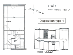 Studio étudiant type 1 - Résidence Facotel